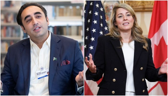 Foreign Minister Bilawal Bhutto-Zardari (L) and Canadian Foreign Minister Mélanie Joly. — Reuters/File