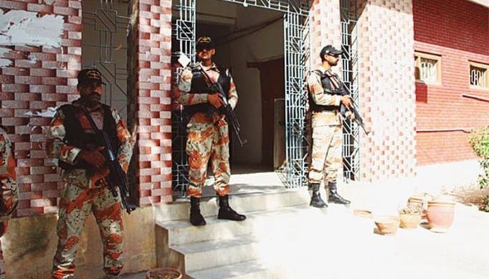 Rangers deployed at a polling station in Karachi — Online/file