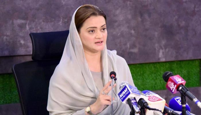 Federal Information Minister Marriyum Aurangzeb addresses a press conference in Islamabad following a meeting of the governments cabinet meeting on Thursday, August 4, 2022. — PID