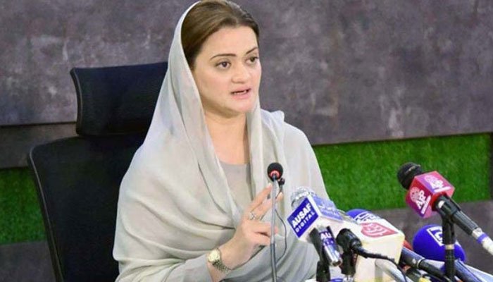 Federal Information Minister Marriyum Aurangzeb addresses a press conference in Islamabad following a meeting of the governments cabinet meeting on Thursday, August 4, 2022. — PID
