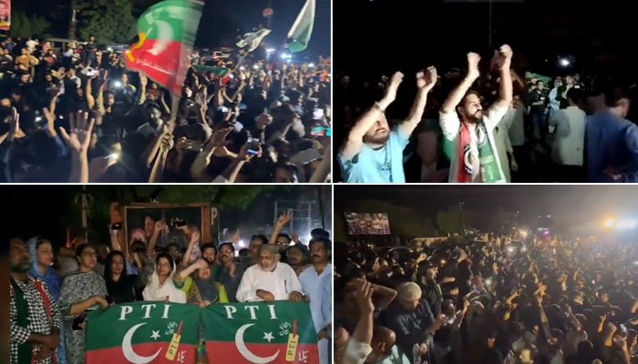 PTI workers protesting against possible arrest om Imran Khan.—PTI Twitter