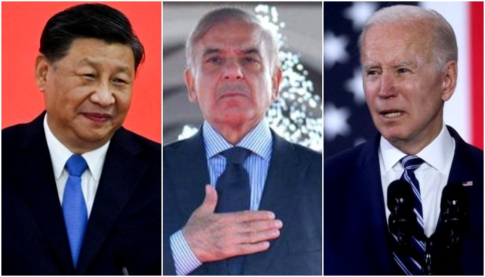 (L-R) Chinese President Xi Jinping, Prime Minister Shehbaz Sharif and US President Joe Biden. — Reuters