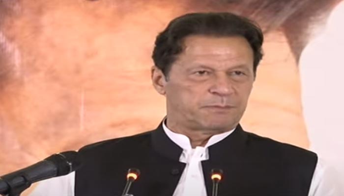 PTI chairperson Imran Khan addressing a seminar related to freedom of expression in Islamabad on August 18, 2022. — YouTube screengrab/Hum News Live