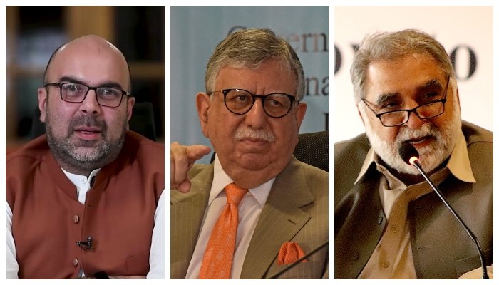 (L to R) PTI leaders Taimur Khan Jhagra, Shaukat Tarin, and Mohsin Leghari. — Twitter/AFP/PILDAT