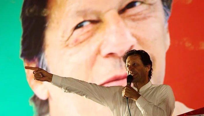 Imran Khan, chairman of the PTI gestures while addressing his supporters during a campaign meeting ahead of general elections in Islamabad, Pakistan, July 21, 2018. — Reuters