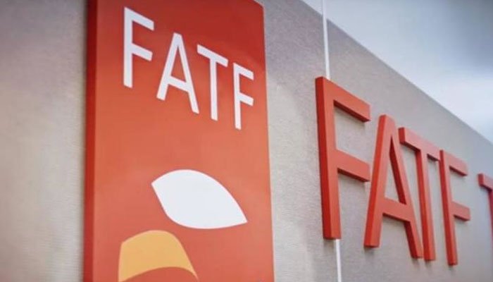 In this file photo, the logo of the FATF (the Financial Action Task Force) is seen after a plenary session in Paris. — Agencies