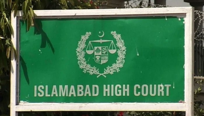 A sign board outside the Islamabad High Court. — Twitter/File