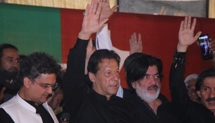 PTI Chairman Imran Khan gestures during an event in Karachi, on October 14, 2022. — PTI