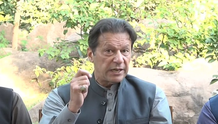 PTI Chairman Imran Khan addresses a press conference in Islamabad after his landslide victory in Sundays by-elections, on October 17, 2022. — YouTube/GeoNews