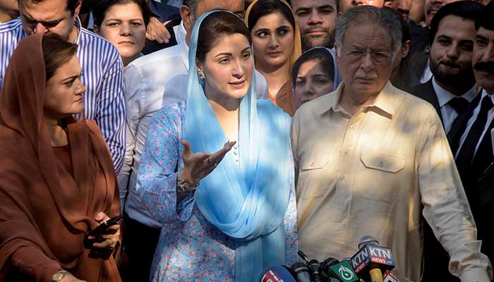 PML-N Vice President Maryam Nawaz speaks to members of the media after the court quashed her conviction outside high court in Islamabad, Pakistan September 29, 2022. — Reuters/File
