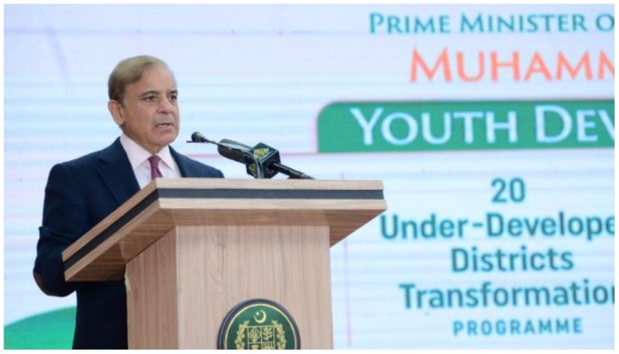 Prime Minister Shehbaz Sharif addressing an event in Islamabad on October 20, 2022. — APP