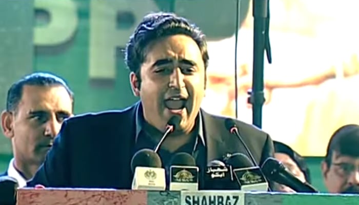 PPP Chairman and Foreign Minister Bilawal Bhutto-Zardari address PPPs 55th foundation day in Karachi on November 30, 2022. — YouTube/PTVNewsLive