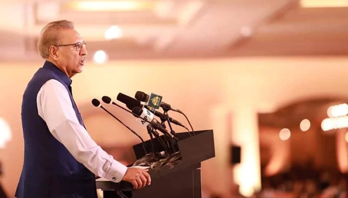 President Arif Alvi speaks during an event in this undated photo. — Instagram/ArifAlvi/File