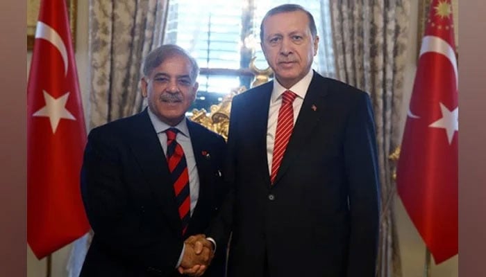 A file photo of Prime Minister Shehbaz Sharif and Turkish President Racep Tayyip Erdogan. — Presidency of Republic of Turkey.