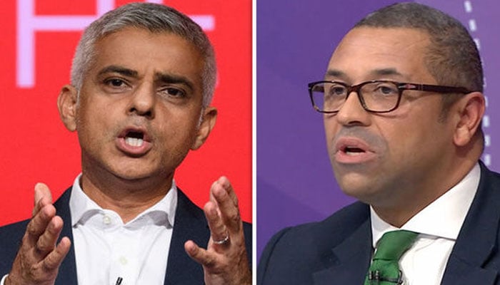 London Mayor Sadiq Khan (Left) and Foreign Secretary James Cleverly. File