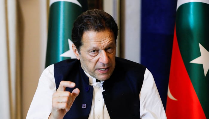 Former Pakistani Prime Minister Imran Khan, gestures as he speaks with Reuters during an interview, in Lahore, Pakistan March 17, 2023. — Reuters