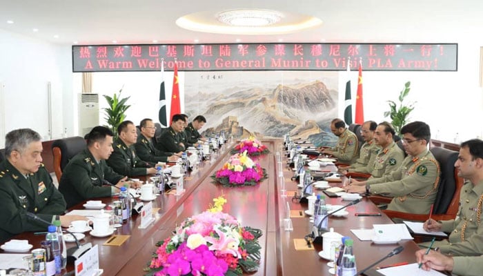 Chief of Army Staff (COAS) General Asim Munir in a meeting with Chinas PLA commander. — ISPR