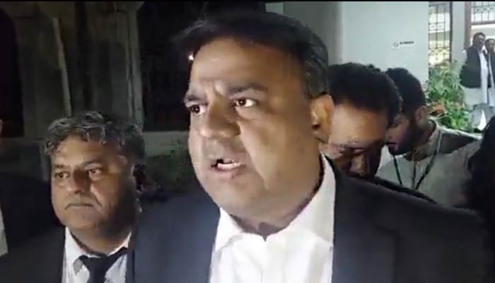 Fawad Chaudhry speaks to media personnel after Imran Khans arrest on May 9, 2023. — Twitter/@fawadchaudhry