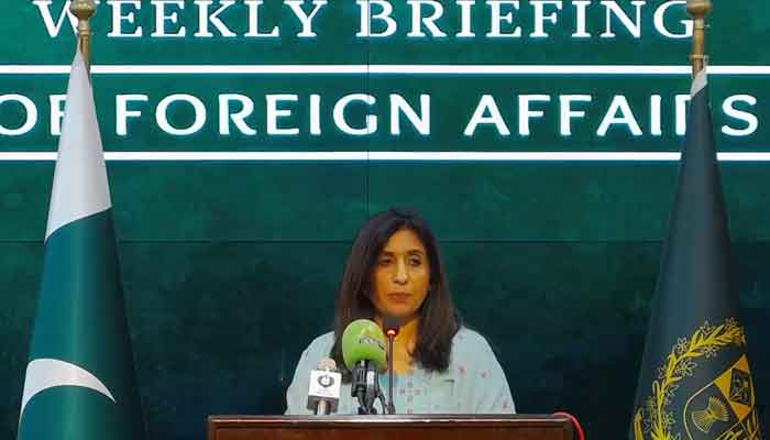 Foreign Office Spokesperson Mumtaz Baloch addressing the weekly briefing. — Facebook/Foreign Office