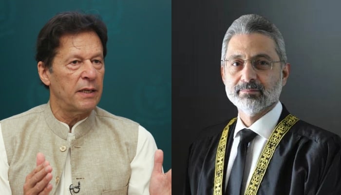PTI Chairman Imran Khan and CJP Qazi Faez Isa. — Reuters/SC website/File