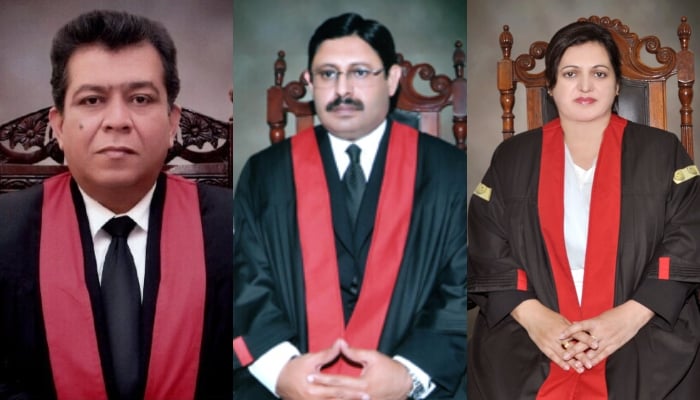 LHC judges (L-R): Justice Shahid Bilal Hasan, Justice Shujaat Ali Khan and Justice Alia Neelum. — LHC website